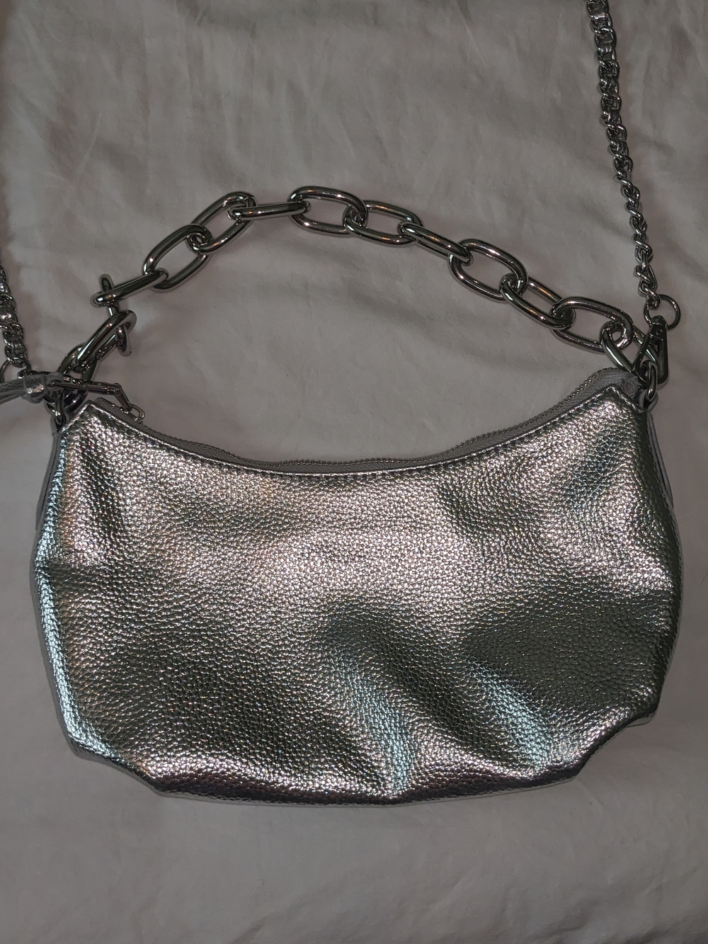 Urban Expressions Metallic Silver Chain Shoulder Bag Y2k Y3k 2000s Futuristic